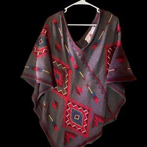 Johnny Was LA Poncho Top Fall Winter Southwestern Navajo